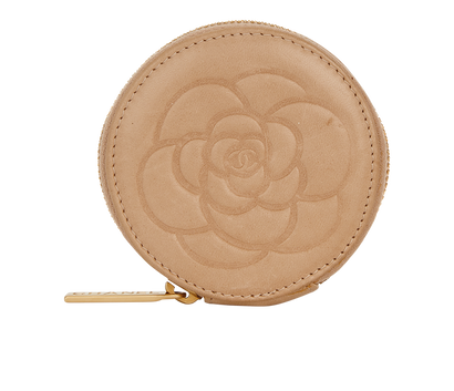 Chanel Camellia Coin Purse, &pound;250, Accessories, Beige, Leather, Front view